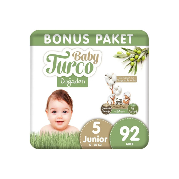 Baby Turco Doğadan Bonus Bebek Bezi 5 Numara Junior 92 Adet