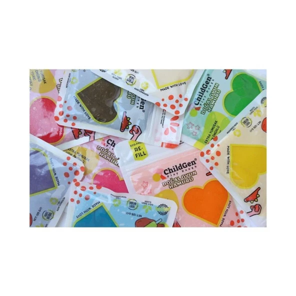 ChildGen Doğal Oyun Hamuru - 9’lu 9X125GR Vakumlu Kartuş Paket - (Ecopack-Refill) - Resim 2