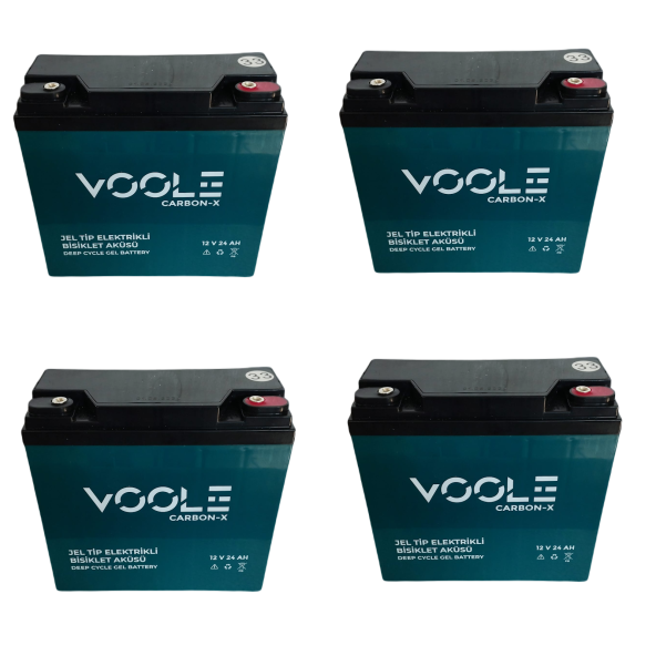 VOOLE 12V 24 AH ELEKTRİKLİ BİSİKLET JEL AKÜSÜ 4Lü Set