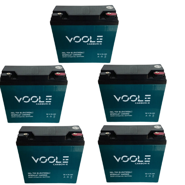 VOOLE 12V 24 AH ELEKTRİKLİ BİSİKLET JEL AKÜSÜ 5Li Set