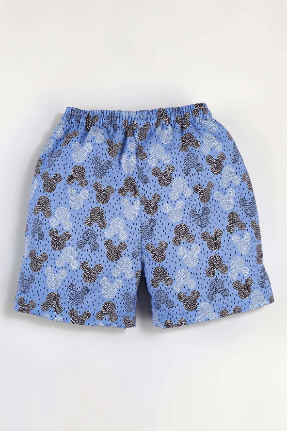 Su İtici Desenli Astarlı Mavi Erkek Deniz Şortu - 2