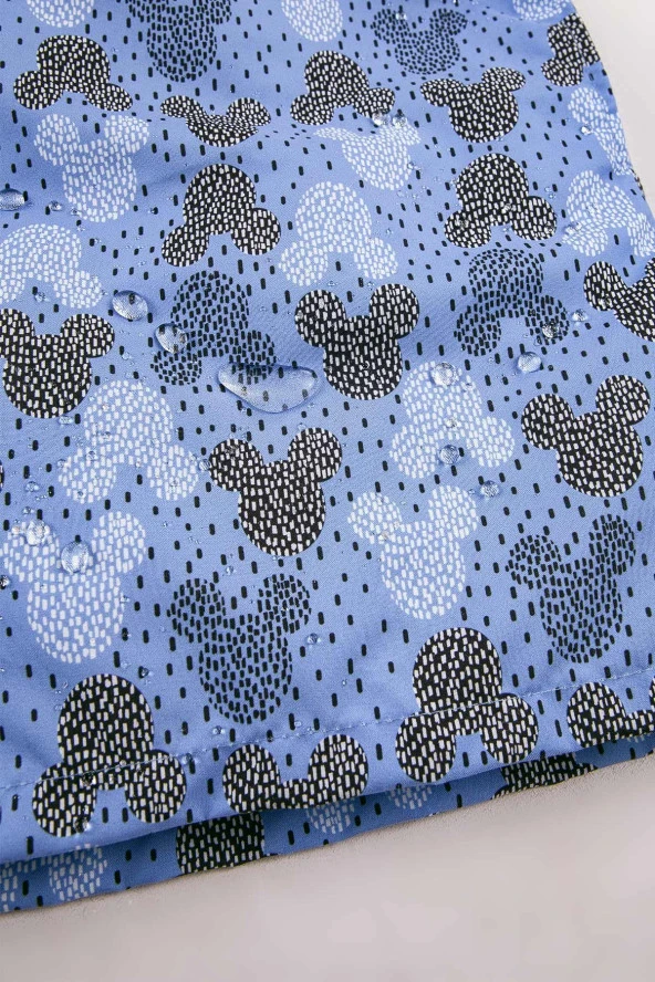 Su İtici Desenli Astarlı Mavi Erkek Deniz Şortu - 4