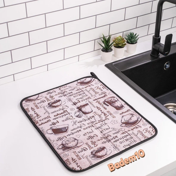 Mutfak Bulaşık Kurutma Matı Kurulama Bezi Örtüsü Tezgah Üstü Ped Bulaşıklık Yıkanabilir 45x36 cm ürün görseli 1