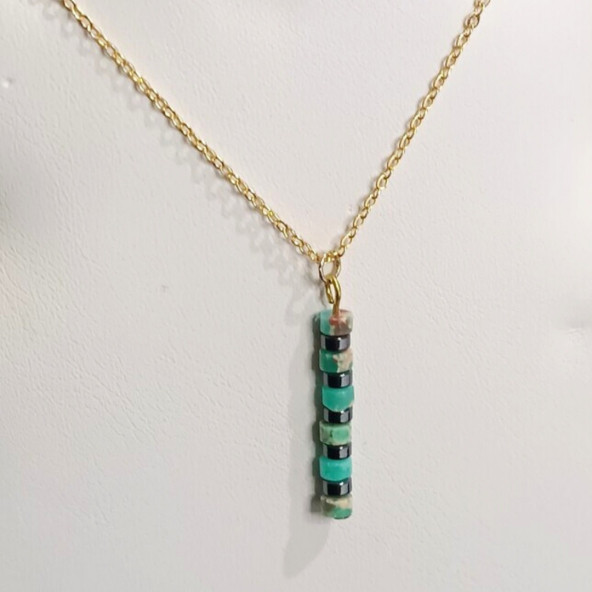 Varisit & Hematit Doğal Taşlı Tasarım Kolye- Anka Gemstone