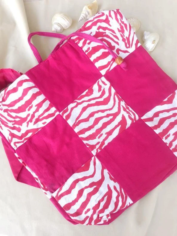 Çanta Bez Çanta Plaj Omuz Çantası Pazar Market Çantası Fermuarlı Çanta - Resim 2