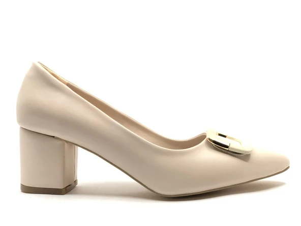 Feles Kare Toka Detaylı Kadın Klasik Topuklu Ayakkabı - Resim 6