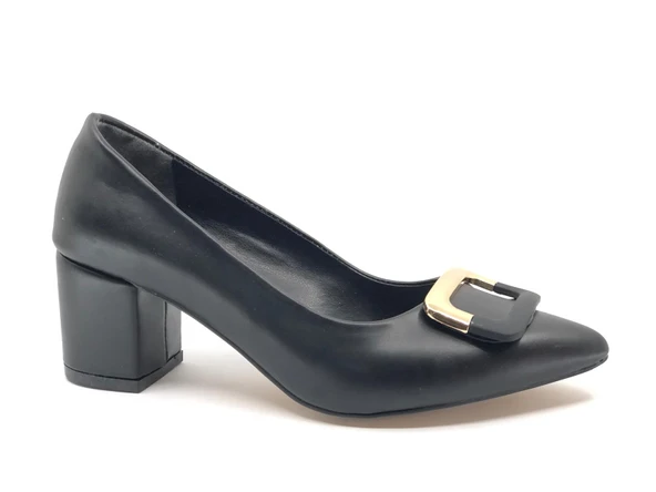 Feles Kare Toka Detaylı Kadın Klasik Topuklu Ayakkabı - Resim 15