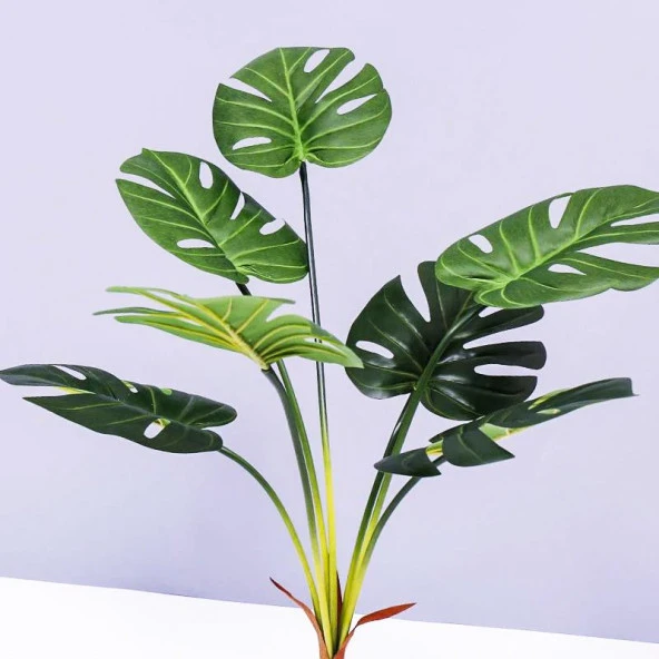 Nettenevime Yapay Çiçek Monstera Yaprağı Yeşil Renk 7 Başlı 7 Kafalı Yapay Yaprak - Resim 2