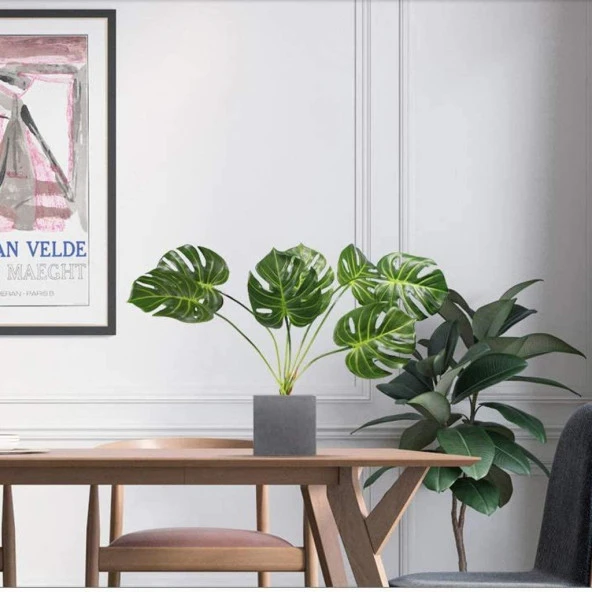 Nettenevime Yapay Çiçek Monstera Yaprağı Yeşil Renk 7 Başlı 7 Kafalı Yapay Yaprak - Resim 8