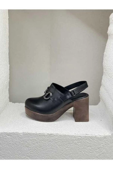 VENÜS 2217007Y BURNU KAPALI DERİ PLATFORM KADIN SANDALET - 3