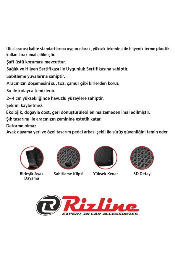 Rizline Mercedes EQE V295 Sedan 2022 Sonrası Araca Özel 3D Havuzlu Paspas Siyah BMY - Resim 7