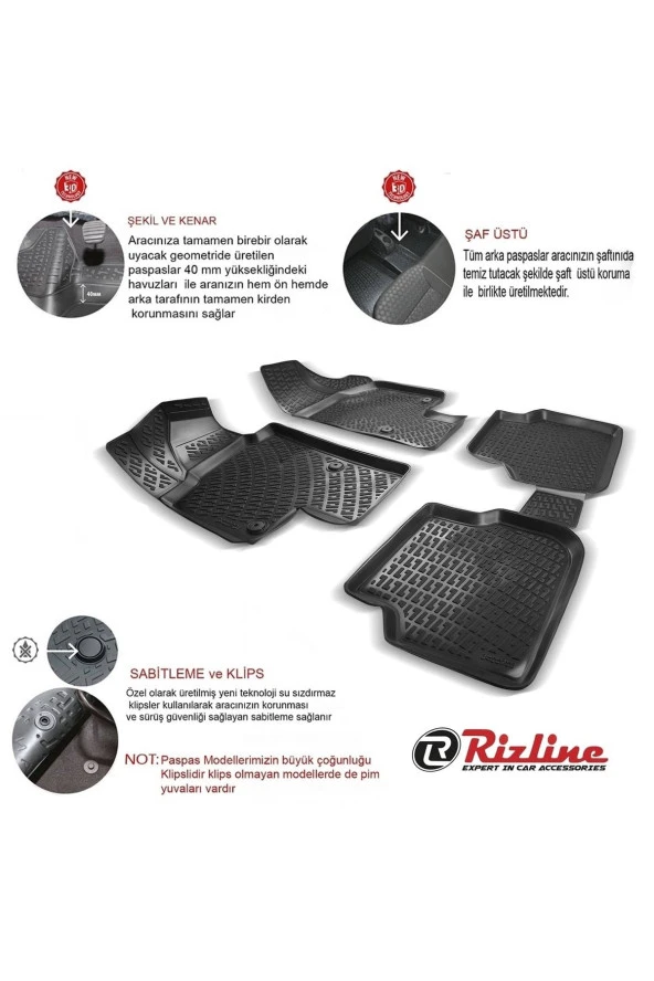 Rizline Volkswagen T-cross 2019 Sonrası 3d Havuzlu Paspas Siyah - 2