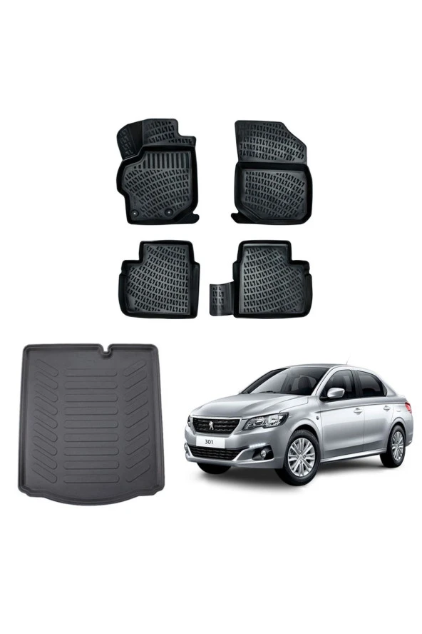 Rizline Peugeot 301 2012 3d Havuzlu Paspas Ve Bagaj Havuzu Siyah ürün görseli