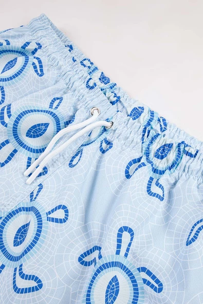 Kaplumbağa Baskılı Kordonlu Su İtici Erkek Deniz Şortu - 3