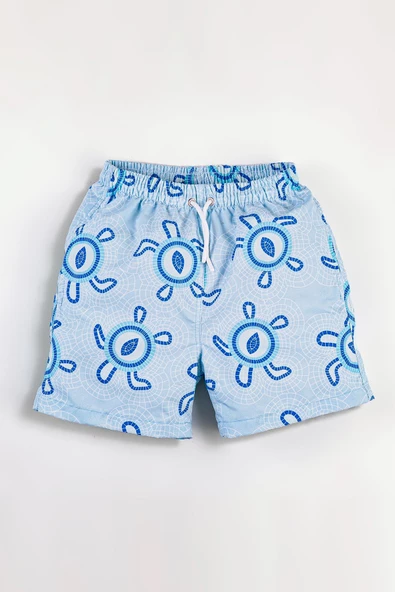 Kaplumbağa Baskılı Kordonlu Su İtici Erkek Deniz Şortu - 2