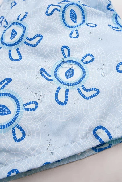 Kaplumbağa Baskılı Kordonlu Su İtici Erkek Deniz Şortu - 5