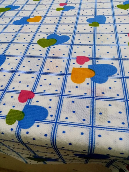 Hayat Home Mavi Kalpli desen 120X180 Dertsiz Mutfak Masa Örtüsü - 5