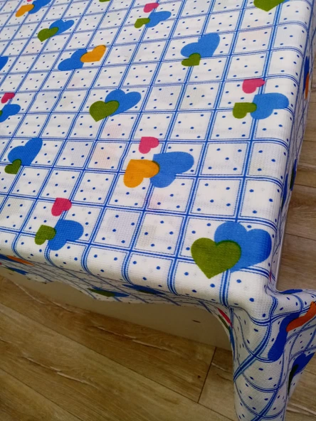 Hayat Home Mavi Kalpli desen 120X140 Dertsiz Mutfak Masa Örtüsü - 4