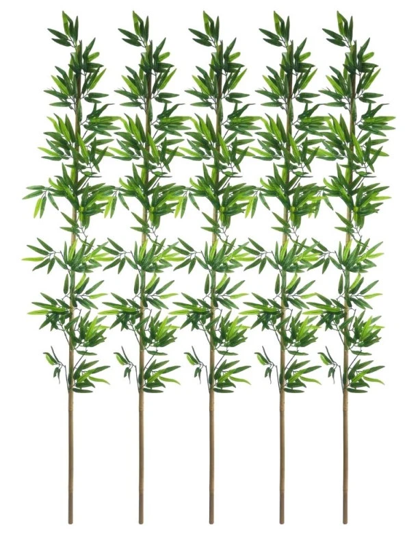 5li Set Yapay Bambu Sopası 20 Yapraklı 190cm Yapay Çiçek Bambu Duvarı Separatör Çiçeği Yapay Çiçek