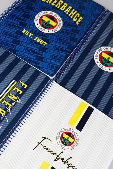 LİSANSLI FENERBAHÇE SPIRALLI 2 ADET KARELİ VE 2 ADET ÇİZGİLİ A4 KARTON KAPAK 72 YAPRAK DEFTER SETİ - Resim 3