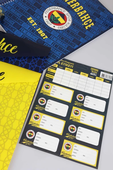 LİSANSLI FENERBAHÇE A4 SPIRALLI 2 ADET KARELİ,2 ADET ÇİZGİLİ DEFTER,TOP BAŞLIKLI UÇLU KALEM,16'LI OKUL ETİKETİ,2 ADET ÇITÇIT DOSYA SETİ - 4