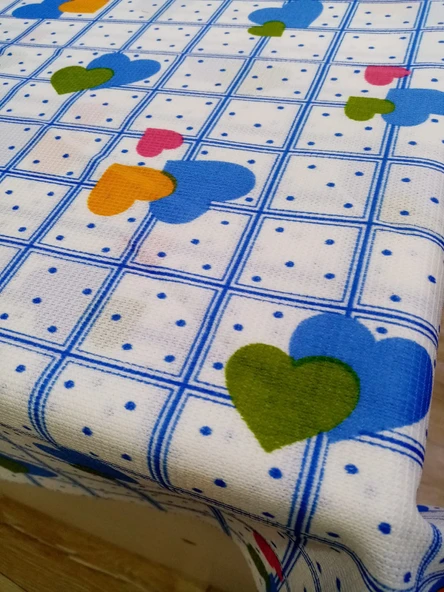 Hayat Home Mavi Kalpli desen 120X140 Dertsiz Mutfak Masa Örtüsü - 3