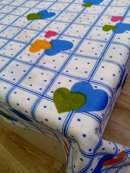Hayat Home Mavi Kalpli desen 110X110 Dertsiz Mutfak Masa Örtüsü - 2