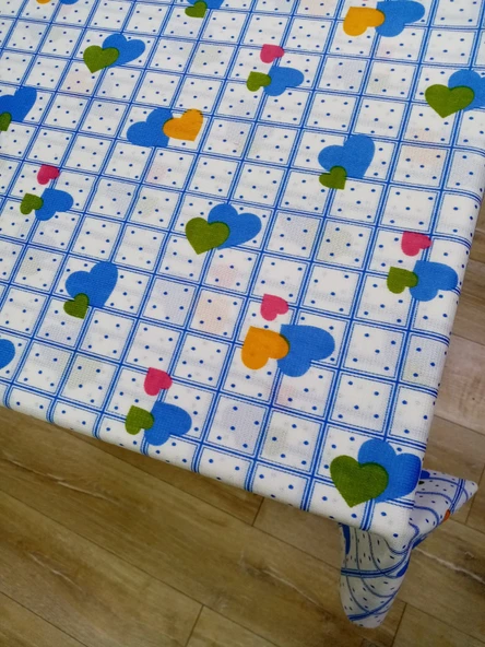 Hayat Home Mavi Kalpli desen 130X130 Dertsiz Mutfak Masa örtüsü - 2