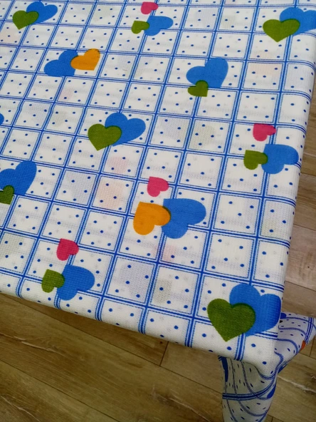 Hayat Home Mavi Kalpli desen 130X130 Dertsiz Mutfak Masa örtüsü - 3
