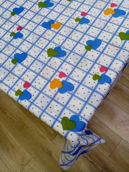 Hayat Home Mavi Kalpli desen 110X110 Dertsiz Mutfak Masa Örtüsü - 3