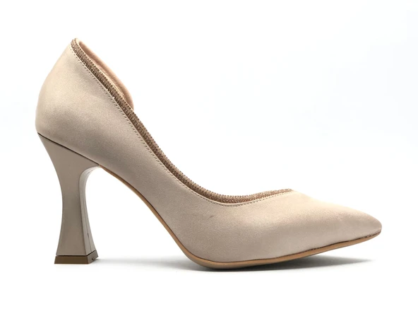 Feles Kadeh Topuk Saten Taşlı Stiletto Kadın Topuklu Ayakkabı - Resim 9