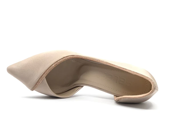 Feles Kadeh Topuk Saten Taşlı Stiletto Kadın Topuklu Ayakkabı - Resim 11