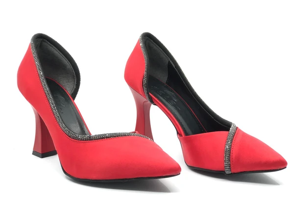 Feles Kadeh Topuk Saten Taşlı Stiletto Kadın Topuklu Ayakkabı ürün görseli