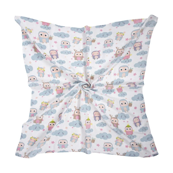 Sevibebe 100cmx100cm Desenli Müslin Battaniye Kundak Emzirme Örtüsü Havlu Puset Örtüsü 353 - 3