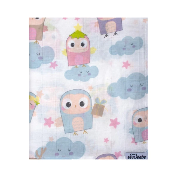 Sevibebe 100cmx100cm Desenli Müslin Battaniye Kundak Emzirme Örtüsü Havlu Puset Örtüsü 353 - 4