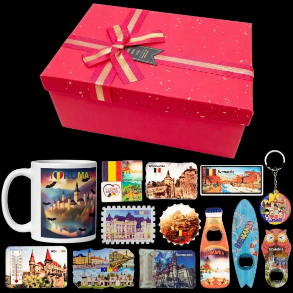 Romanya Hediye Kutusu 10 Parça Kupa Magnet Anahtarlık Kutu - Resim 2