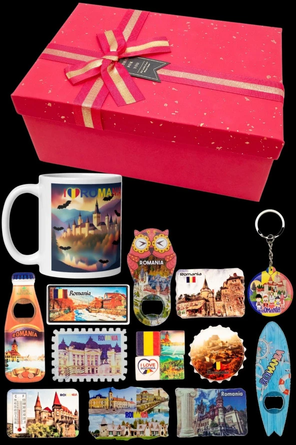 Romanya Hediye Kutusu 10 Parça Kupa Magnet Anahtarlık Kutu - Resim 6