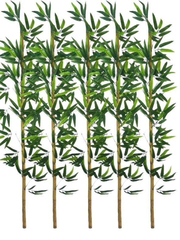 5li Set Yapay Bambu Sopası 14 Yapraklı 130cm Yapay Çiçek Bambu Duvarı Separatör Çiçeği Yapay Çiçek