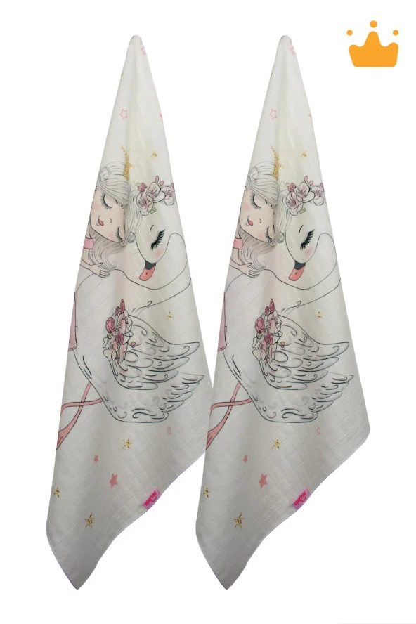 Sevibebe 70X55cm Desenli 2'li Müslin Ter Havlusu Battaniye Kundak Emzirme Örtüsü Havlu Puset Örtüsü 313 - 6