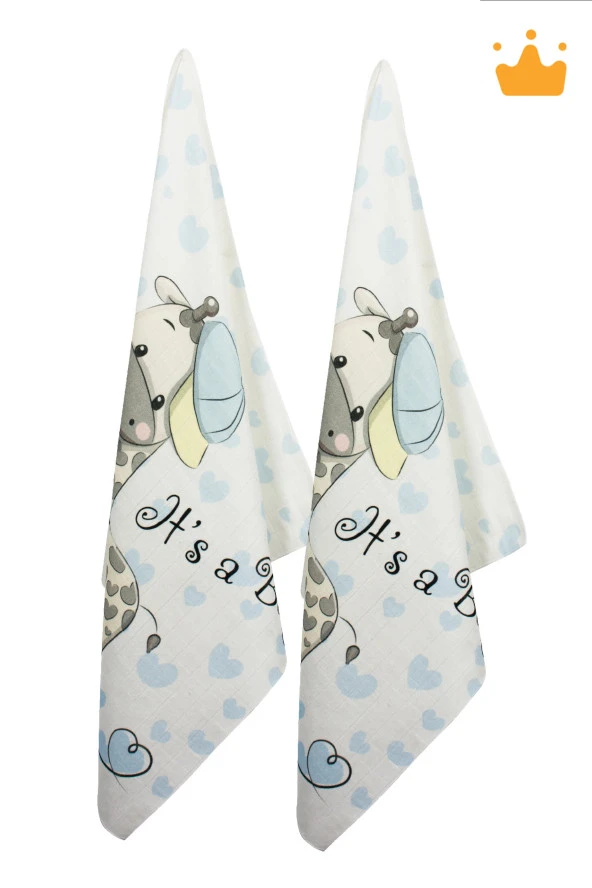 Sevibebe 70X55cm Desenli 2'li Müslin Ter Havlusu Battaniye Kundak Emzirme Örtüsü Havlu Puset Örtüsü 313 - 10