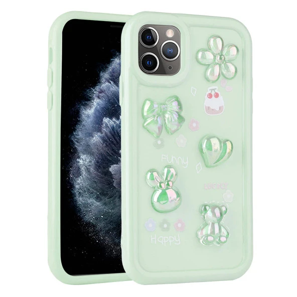 Apple iPhone 11 Pro Max Kılıf Kabartma Figürlü Parlak  Toys Silikon Kapak