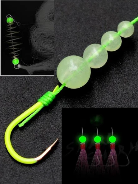 Eagenset Fosforlu Glow Beyaz Silikon Yumuşak Boncuk Olta Takımı, Çapari, Jig Yapım Malzemesi 50 Adet - Resim 6