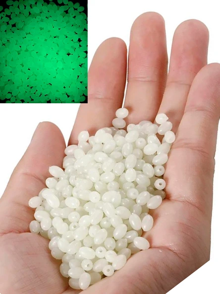 Eagenset Fosforlu Glow Beyaz Silikon Yumuşak Boncuk Olta Takımı, Çapari, Jig Yapım Malzemesi 50 Adet - Resim 4