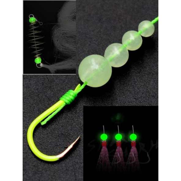 Eagenset Fosforlu Glow Beyaz Silikon Yumuşak Boncuk Olta Takımı, Çapari, Jig Yapım Malzemesi 50 Adet - 8