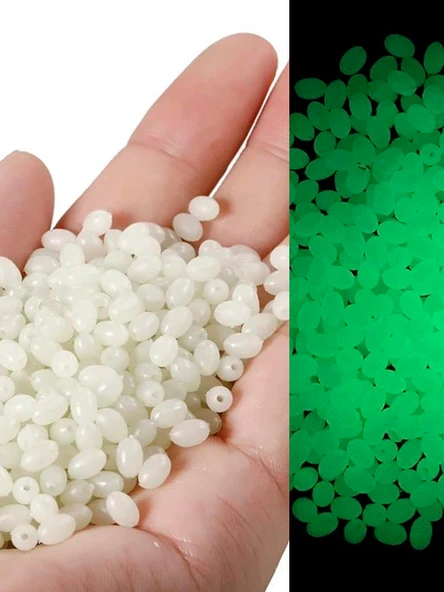 Eagenset Fosforlu Glow Beyaz Silikon Yumuşak Boncuk Olta Takımı, Çapari, Jig Yapım Malzemesi 50 Adet - Resim 3