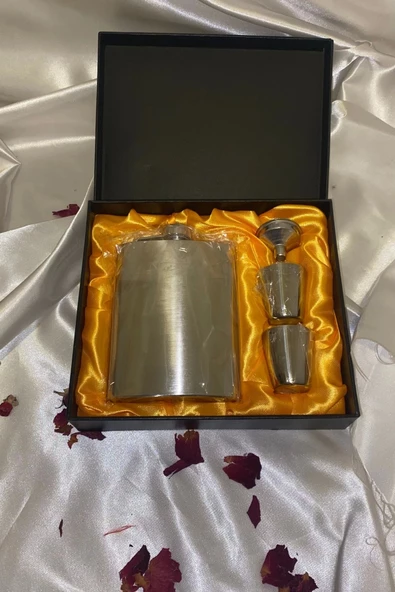 Matara Çelik Paslanmaz Kanyak Viski Takila Matara 2 Shout Bardak va Huni - Resim 3