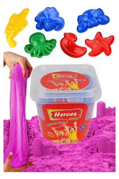 Kineti Kum 500 gr ve Oyun Kalıbı 6 lı 1 Paket Kurumaz Kinetik Oyun Kumu Doğal Kinetik Kum - 3