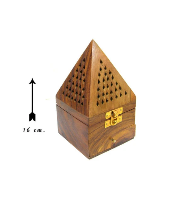 Ahşap Konik Tütsü Yakma Kutusu Büyük Boy Çekmeceli - Resim 4