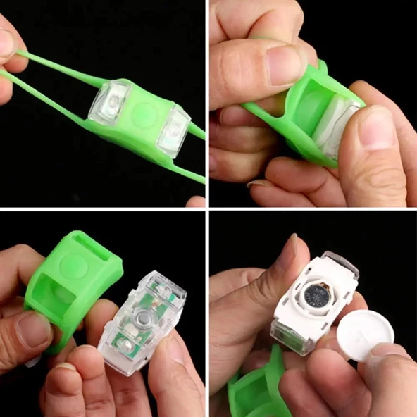 Yeşil Renkli Bisiklet Lambası İki Adet Ledli Küçük Lamba Suya Dayanıklı Lamba - 4