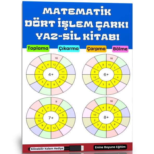 Matematik Dört İşlem Çarkı YAZ-SİL Kitabı